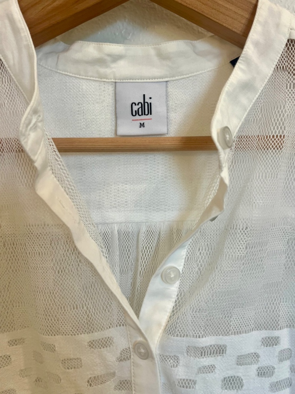CAbi #5201 Prudence White Lace Mesh Sleeveless Tank Top Blouse Size Medium - Picture 8 of 13